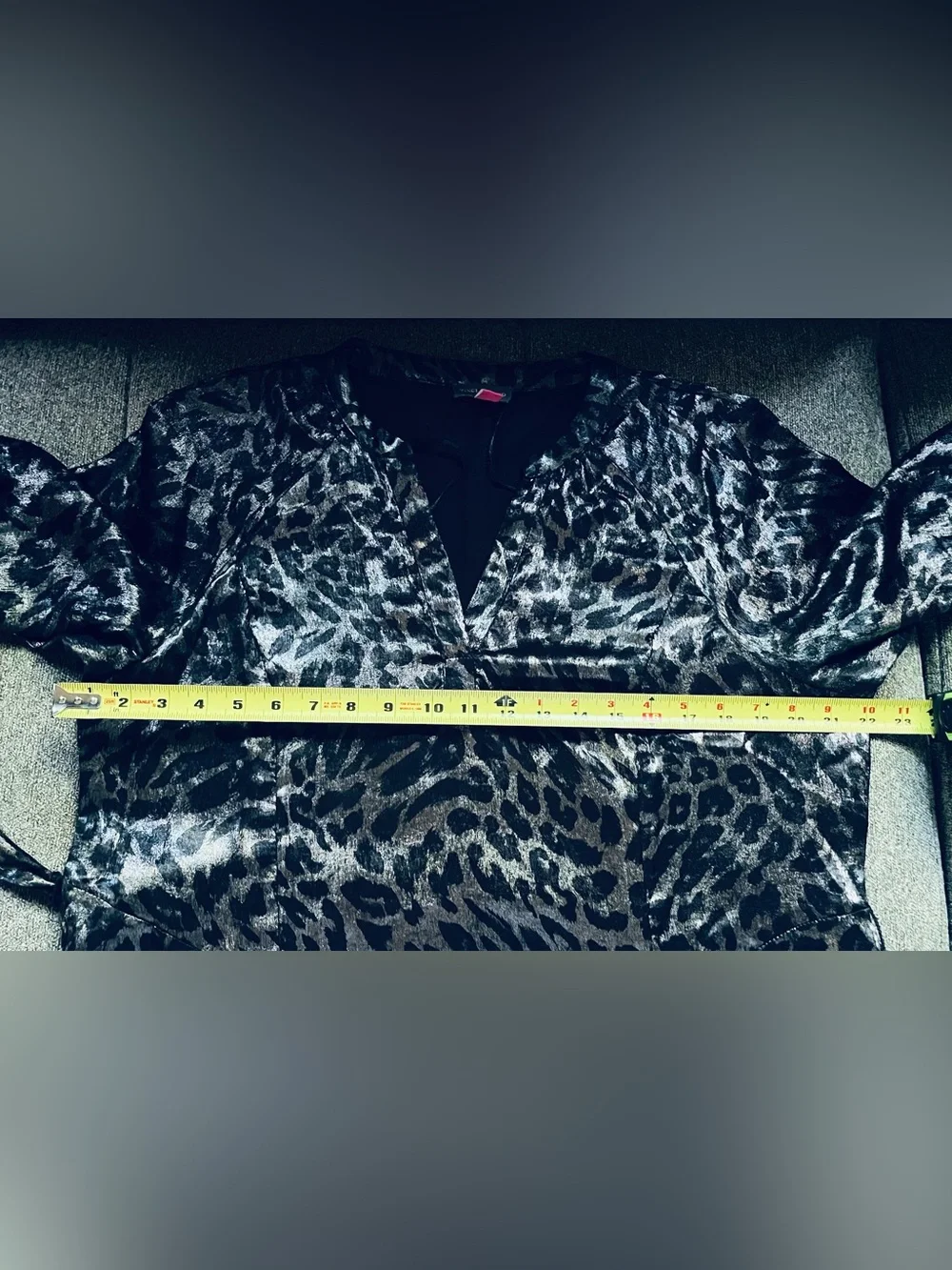 Vince Camuto Black and Silver Leopard Satin Maxi Dress